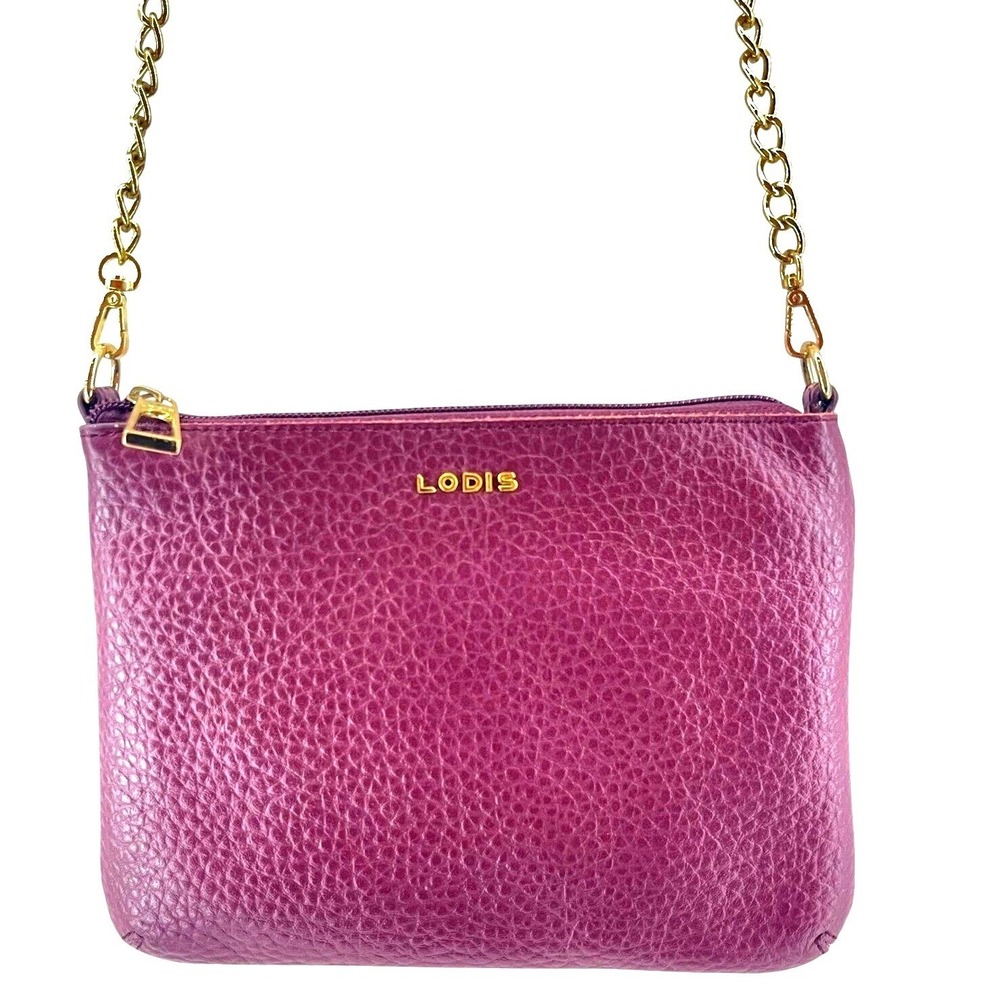 Lodis Leather‎ Crossbody Bag Burgundy Gold Chain Y2K Minimalist Shoulder Purse